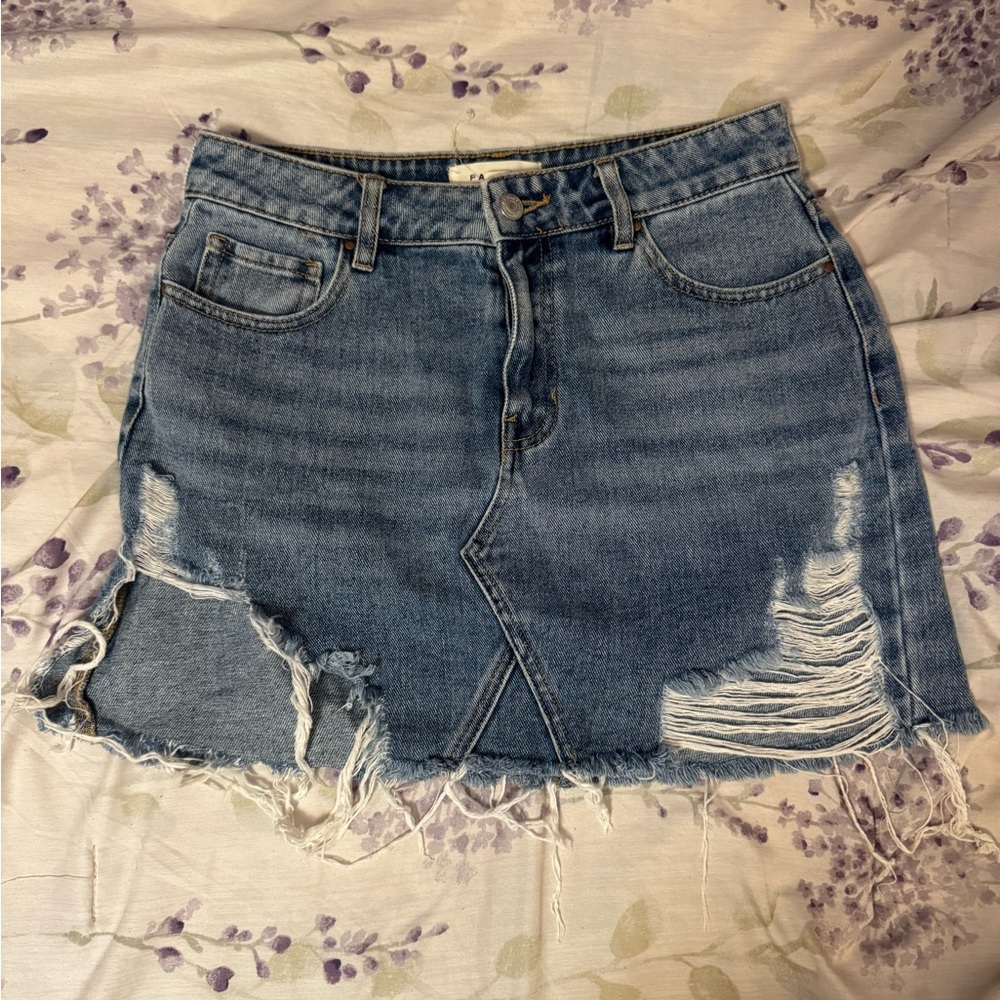 PacSun Blue Distressed Denim Skirt